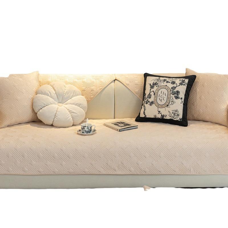 Plush Sofa Cushion  New High-Grade Non-Slip Seat Cushion Cream Wind Thickened Plush Sofa Cover Cover Cloth Towel