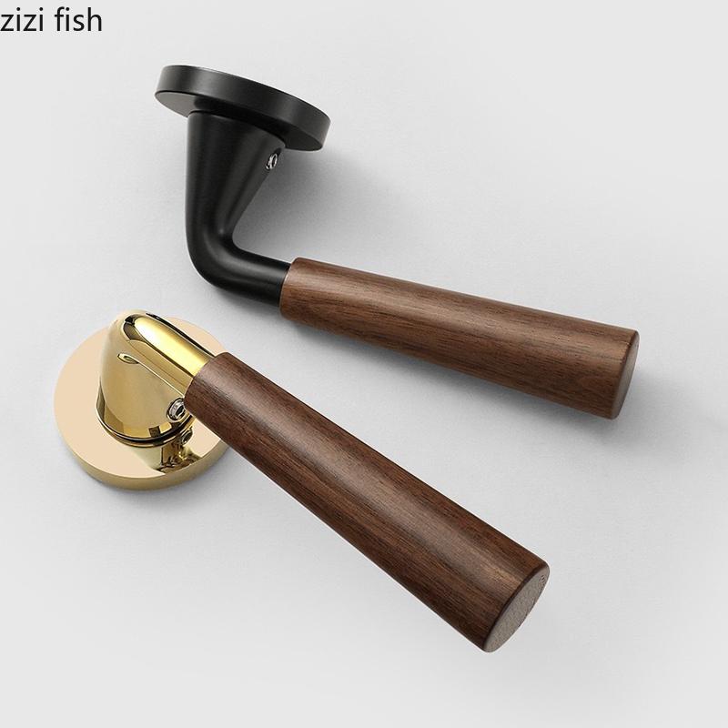 Aluminum Alloy Indoor Door Lock Wood Grain Handle Bedroom Silent Lock Safety Magnetic Lock Universal Split Locks Door Hardware