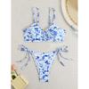 Costume da bagno da donna due pezzi spezzato Costume da bagno femminile senza schiena Costumi da bagno push-up Set da nuoto da donna con stampa floreale