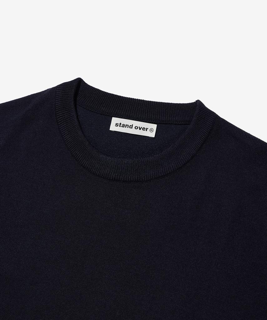 Seutaendeuobeo Crop Round Neck Knit [Dark Navy]