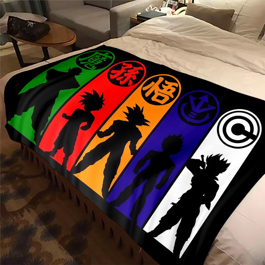 1 Stück DRAGON BALL Aufdruck Flanelldecke, Hohe Qualität für alle Jahreszeiten, Heimdekoration, Wärme und Komfort, Perfekt für Weihnachtsgeschenke