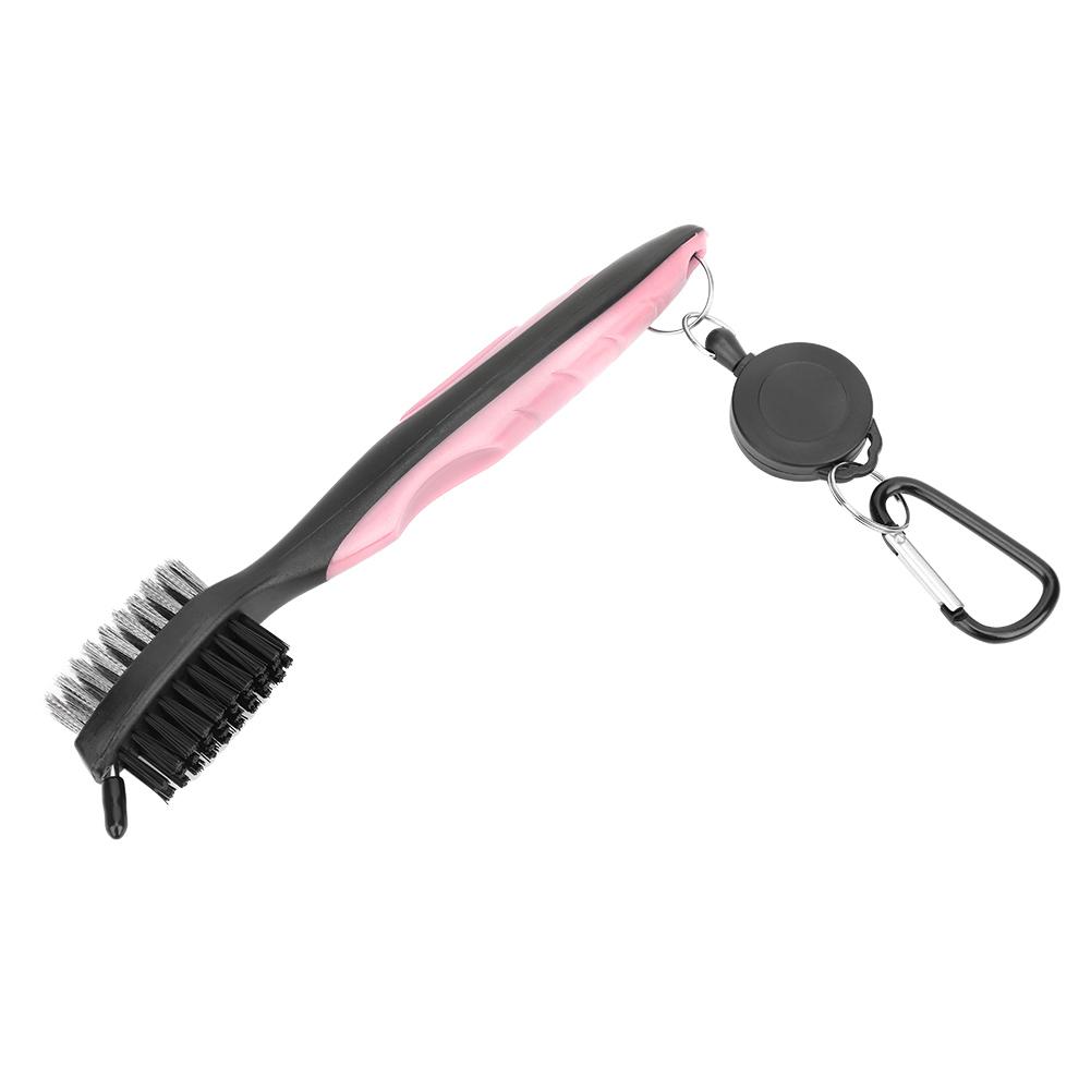 

Многофункциональная щетка для чистки гольф-клубов с двойной щетиной из нейлона и стали, инструмент для чистки, розовая