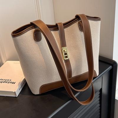 Tote Bag, Women's New Fashiable Ctrasting Color Trend, One Shoulder Handbag, Casual Versatile Large Capacity Bucket Bag