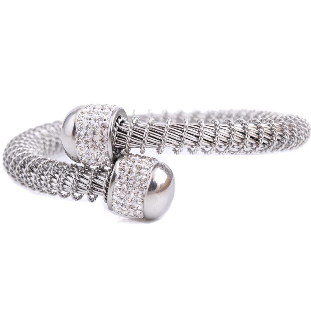 Fashion Spring Steel Wire Bracelet Gold Inlaid Zircon Mesh Bracelet