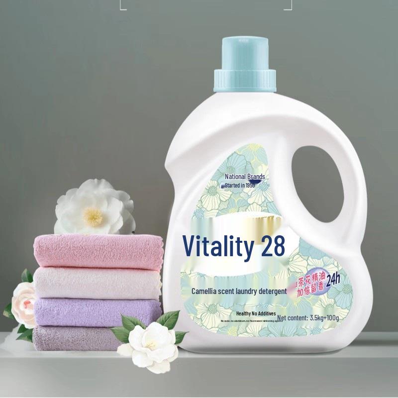 Vigor 28 Camellia Laundry Detergent: Economical Pack, Long-Lasting Fragrance, Effective Stain Removal.
