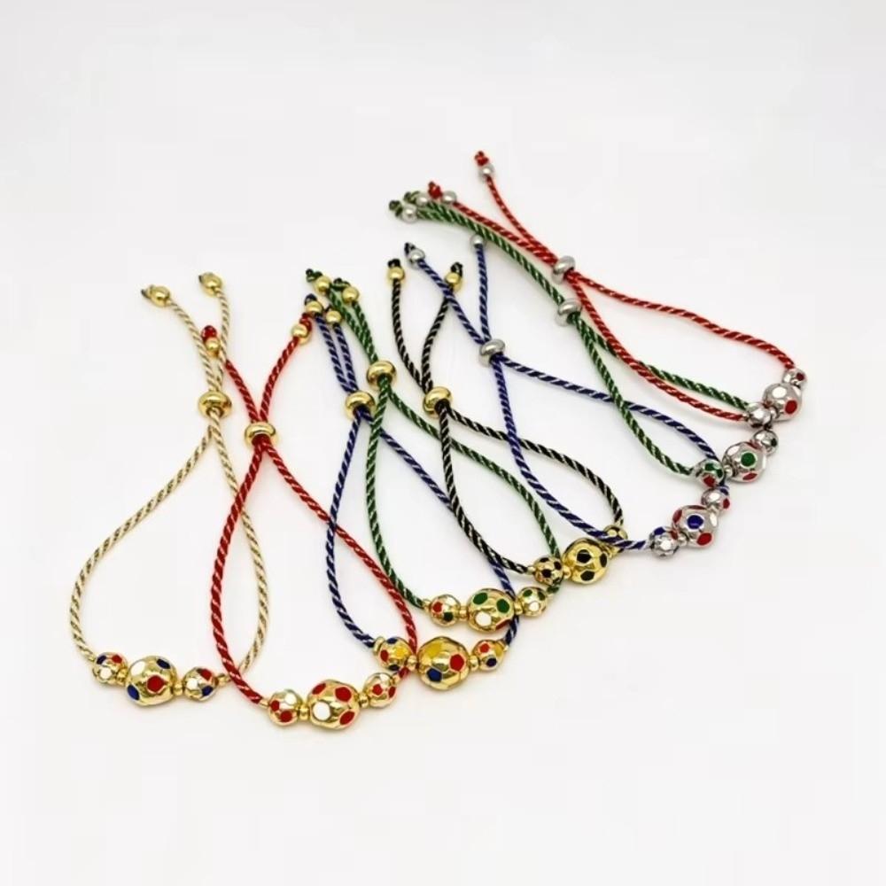 Adjustable Cord Football Beaded Bracelet Gold Silver Plated Braided Cord Bracelet  For Women Men