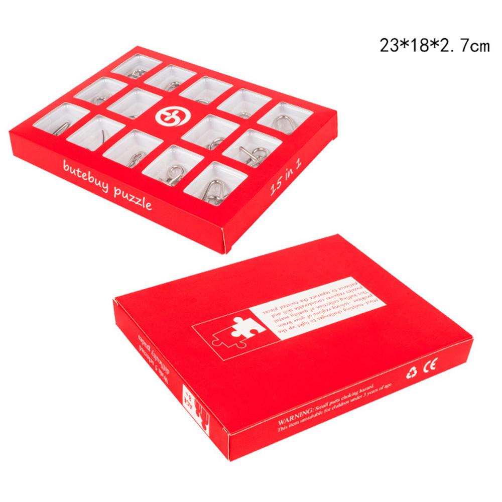 15Pcs Metal Wire Puzzles Brain Teaser Metal Wire Puzzles Educational Toy Gift