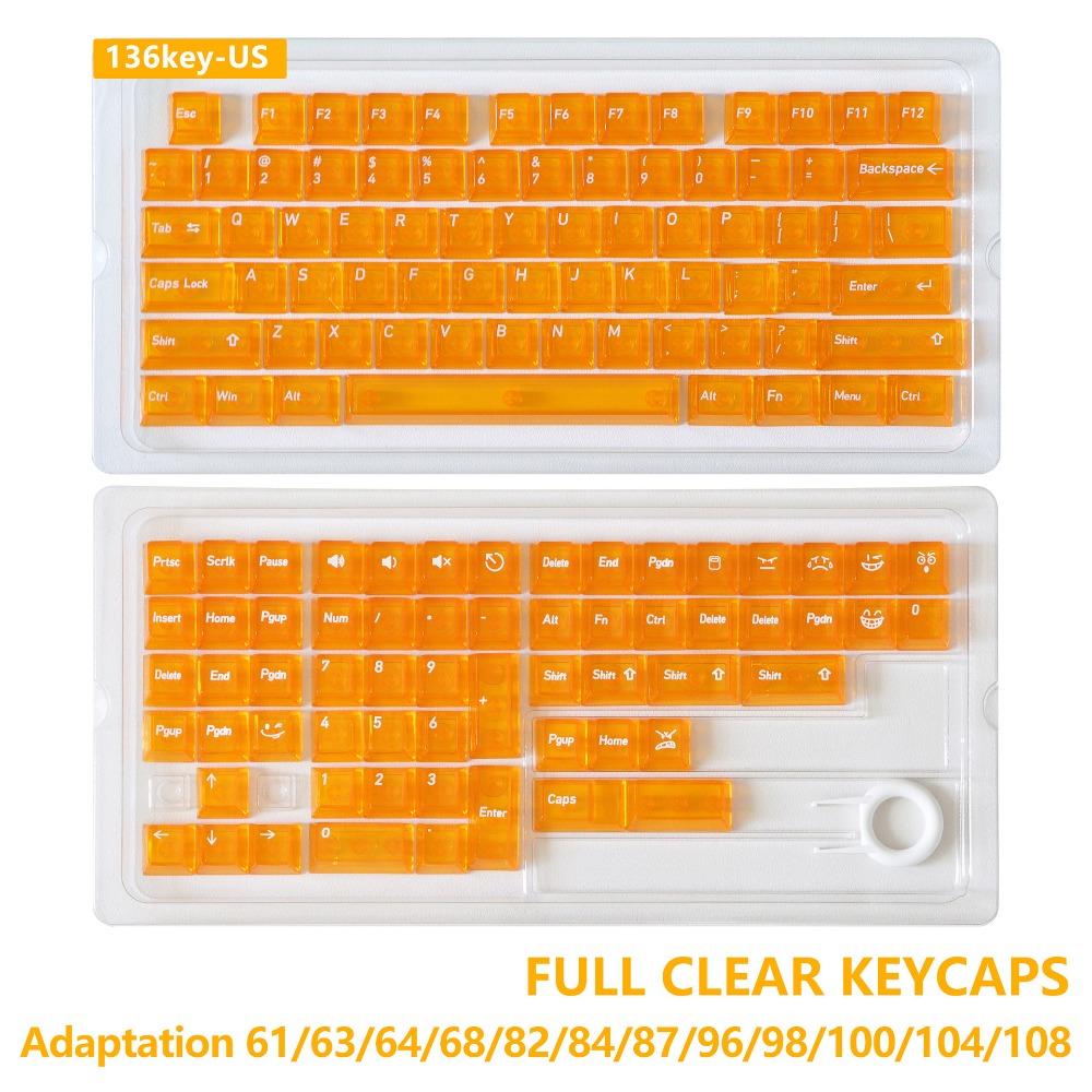 Full Transparent Transparent Keycaps Ice Transparent Color Keycaps Mechanical Keyboard Keycaps Crystal Clear ABS