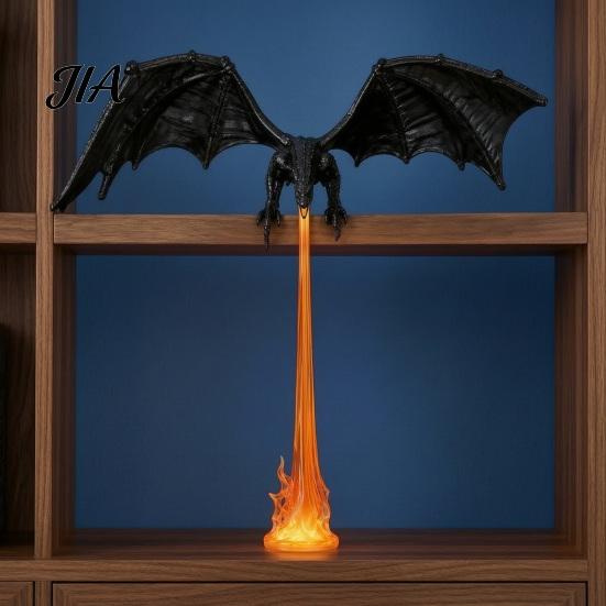 Dragon Bookshelf Decor Fire-breathing Figurine, Durable PLA Flying Book Stopper, 3D Printed Statue Print Fantasy Ornament for Home Office Library Cool