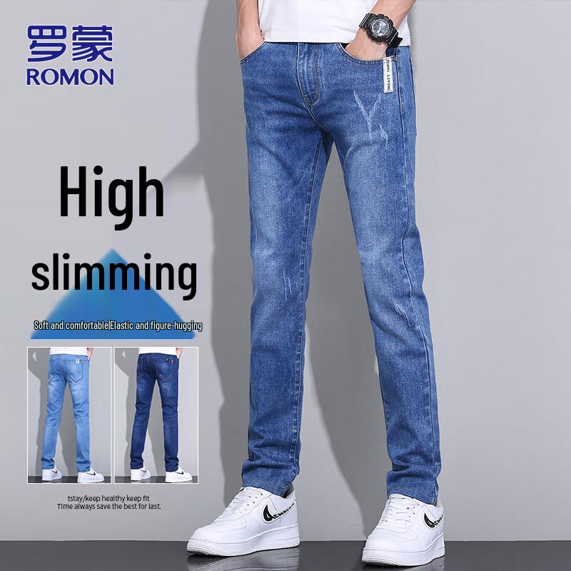 ROMON Men s Slim Straight Casual Jeans 32