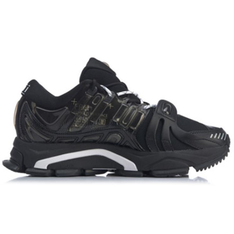 Li Ning Cushioning Slip Resistant Low Top Running Shoes Women's Pure Black ARZP014-4