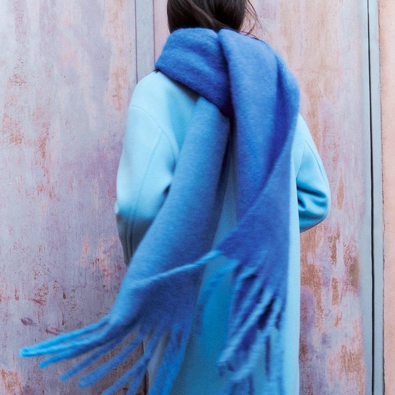 Autumn and Winter New Imitation Cashmere Gradient Color Matching Scarf Women's Mohair Thickened Warm Scarf Shawl