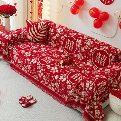 Nouveau Style Chinois Grand Rouge Cérémonie de Mariage Salle de Mariage Housse de Canapé en Tissu Universelle Quatre Saisons Housse de Canapé Couvrante