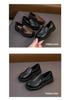 Kinderschuhe im britischen Stil aus schwarzem Leder - Lässige Frühjahrs-/Herbst-Fahrschuhe für Jungen und Mädchen