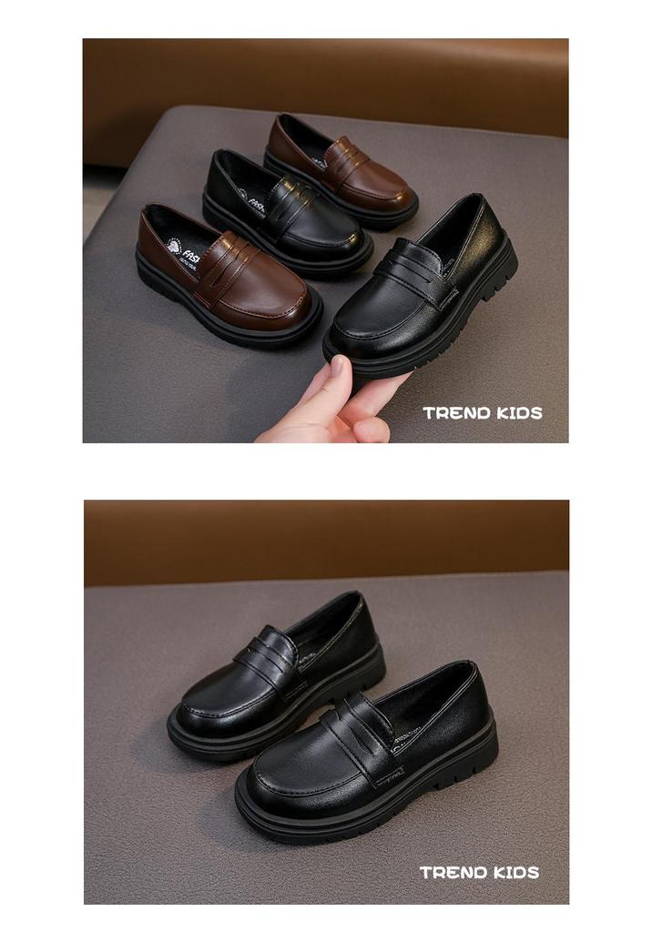 Kinderschuhe im britischen Stil aus schwarzem Leder - Lässige Frühjahrs-/Herbst-Fahrschuhe für Jungen und Mädchen
