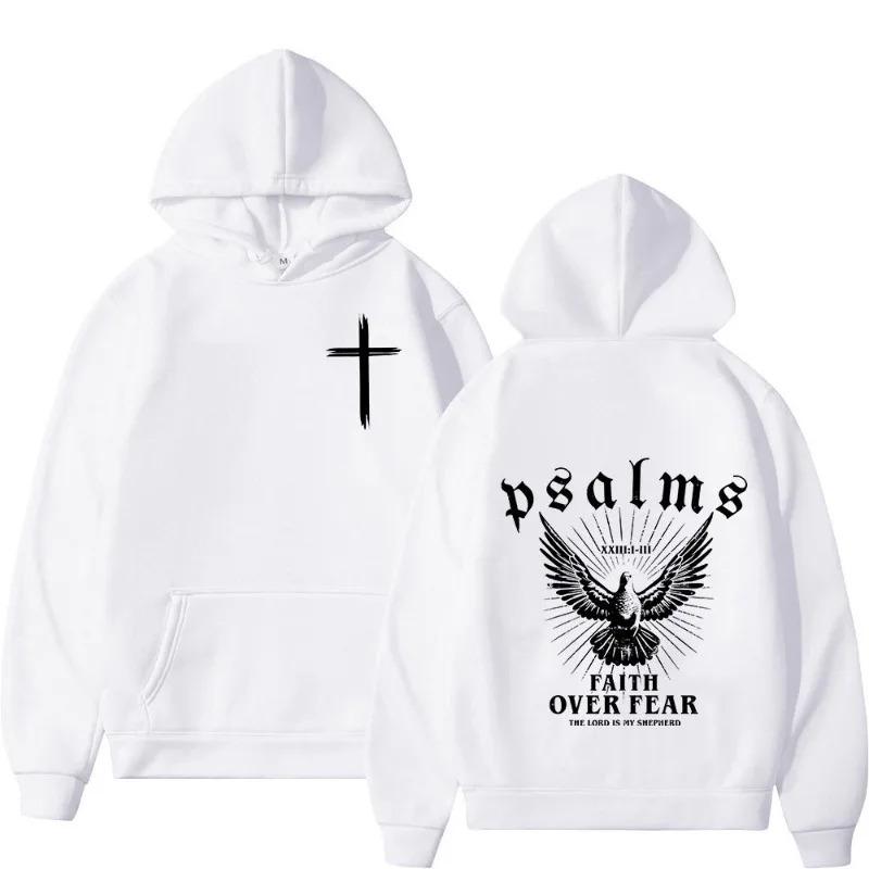 Christian Jesus Faith Over Fear Bible Verse Hoodies Men Fabric Street Fashion Hoodie Casual Street Sweatshirt Cyberpunk Style