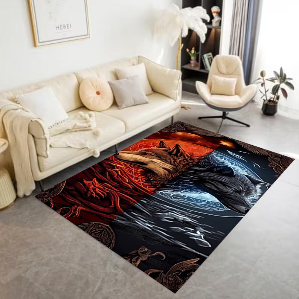 1pc Wolf Pack Forest Design Home Carpet Non-slip Office Decor Gift Living Room Bedroom