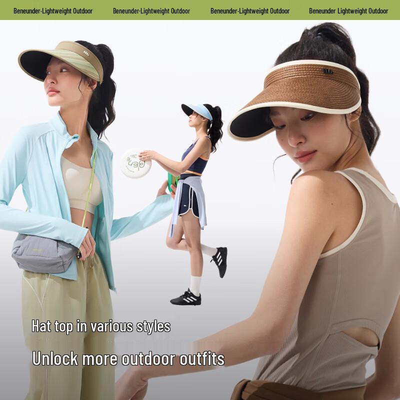 Beneunder Black Gel Topless UV Protection Sun Visor Hat for Women