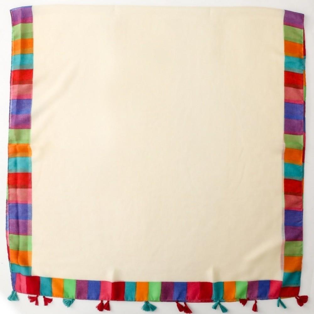 Rainbow-Border Summer Shawl Tasseled Beach Wrap Neck Wrap Sunscreen Sarong  Fashionistas