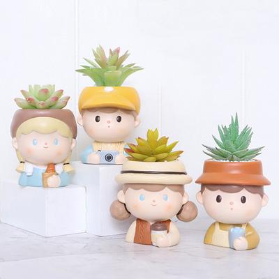Cartoon Doll Flower Pot Resin Succulent Pot Planter Home Decor Garden Decoration Desktop Ornaments Bonsai Plant Pot