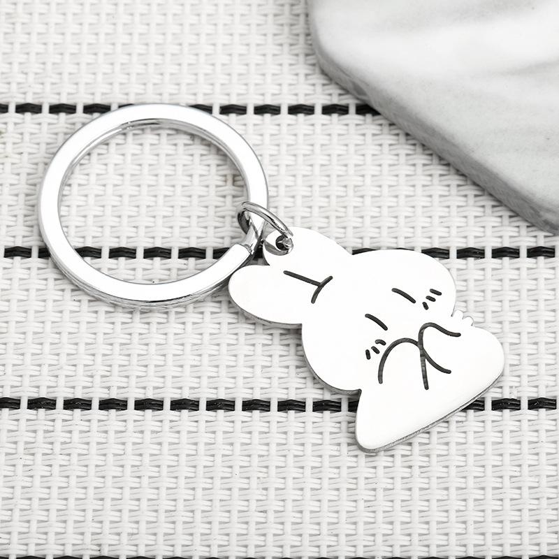 Rabbit Carrot Stainless Steel Keychain Lovely Cartoon Design Fashion Couple Keyring Practical Student Backpack Pendant