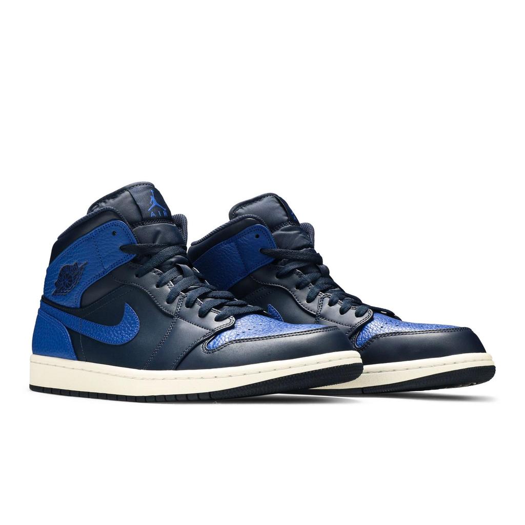 Air Jordan 1 Retro Mid 'Obsidian Royal' (Unisex) Obsidian / Game Royal-Summit White Vintage Basketball Shoes 554724 412