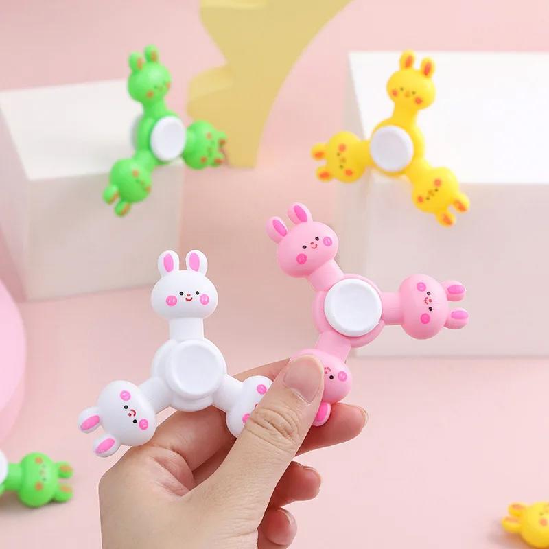 10Pcs Cute Bunny Rabbit Fingertip Gyro forKids Birthday Party Favors Easter Theme Goodie Bag Pinata Fillers Stress Reliver Toy