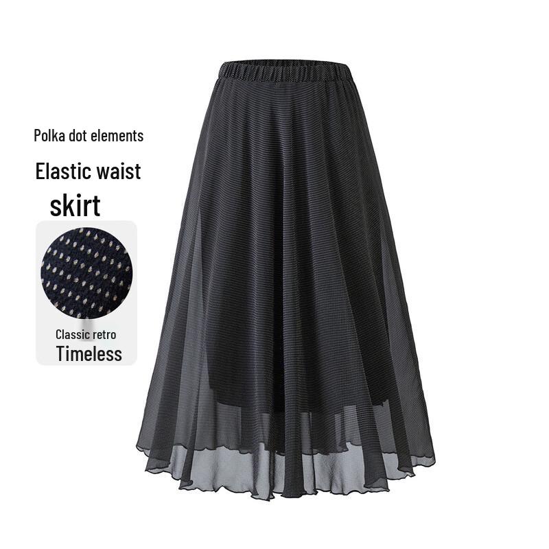 Snowforte Women s 100% Mulberry Silk Polka Dot A-Line Midi Skirt One Size