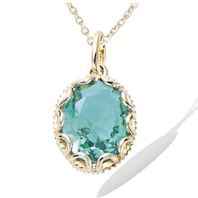 [R3868] - Gold Plated Pendant 'Sissi' Golden Green - 12x10 Mm