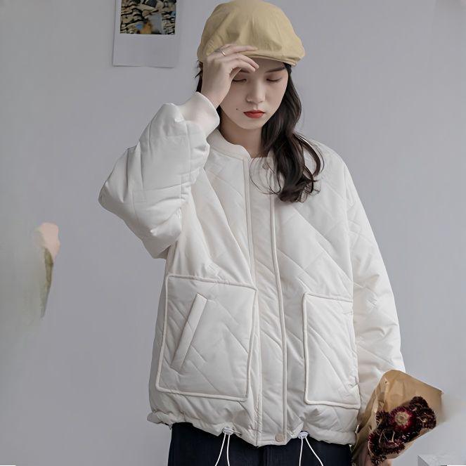 Machine-Washable Women's Lightweight Cargo Cotton-Padded Coat Winter Loose Student Short Padded Jacket