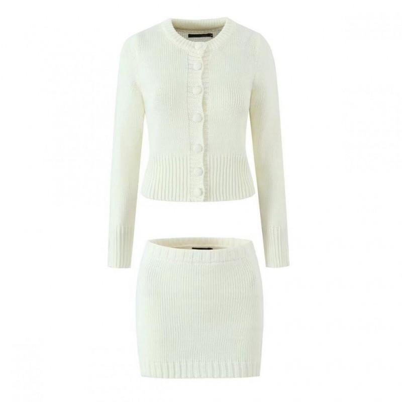 Womens Knit Cardigan Short Top Slim Skirt Set Streetwear