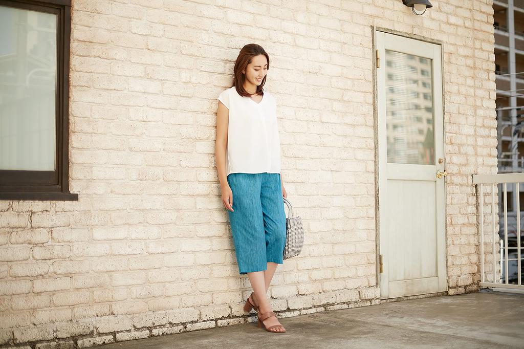 Takashima Chijimi Cool and Relaxed Home Turquoise Size L Pants, Blue,