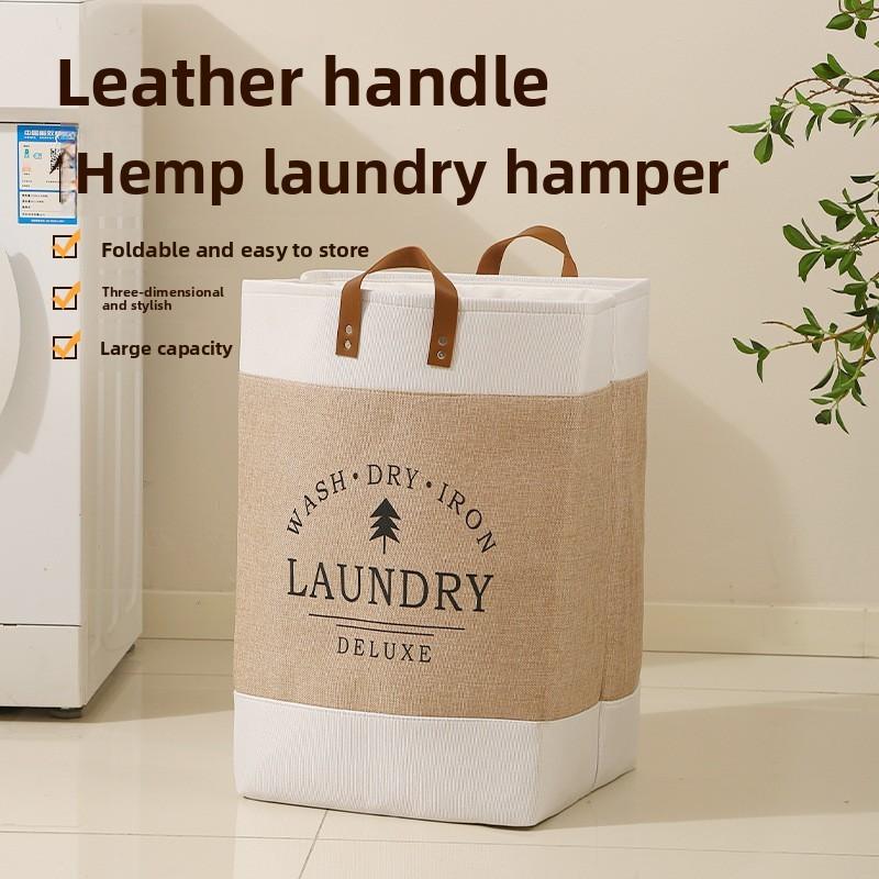 Collapsible Laundry Basket With Printed Fabric For Bathroom And Bedroom Storage