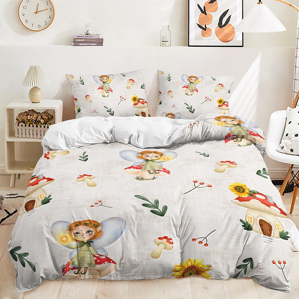 Three-Piece Mushroom Forest Quilt Set Two-Piece Bedding Set