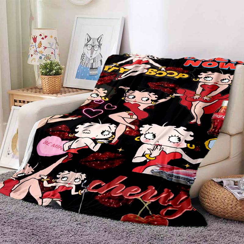2026 New Model Cartoon B-Bettyy-Boopp Blanket Flannel Sofa Bed Warm Plush Office Comfortable Portable Gift Picnic Blanket