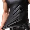 Men Club Vest Solid Color Smooth Surface Slim Fit Sleeveless Round Neck Cooling Breathable Faux Leather Plus Size Club Tank Top Men Clothes