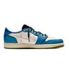 Jordan x Travis Scott Air Jordan 1 Blue Dragon Chasing Waves Slip Resistant Low top Vintage Basketball Shoes Women's DZ4137-700(Team2042-)