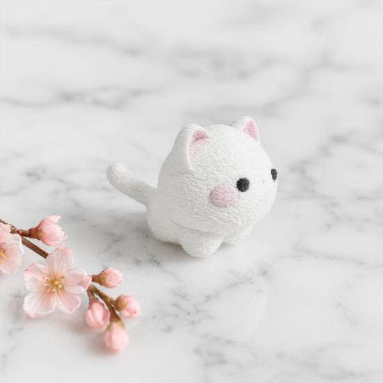 Jijijing Mini Statuetta di Gatto Stampata in 3D, Statuetta Decorativa di Gattino Bianco Cartone Animato, Scultura Animale Moderna per Decorazione da Scrivania, Regalo per Amanti degli Animali