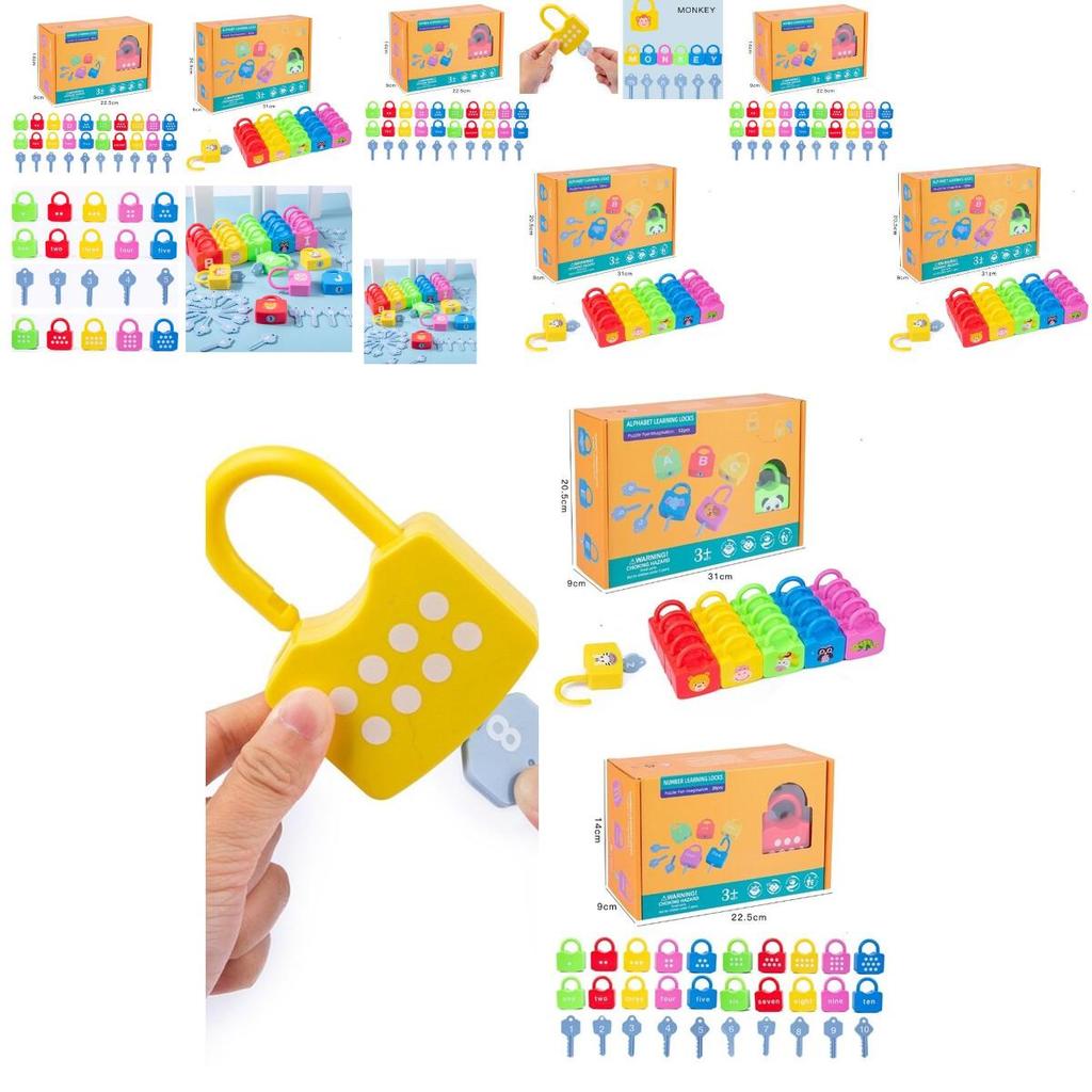 Kids Learning Lock Keys Alphabet Number Matching Early Education Toys