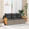 VidaXL Garden Lounge Set with Cushions 3 Pcs Grey Wicker 3259841