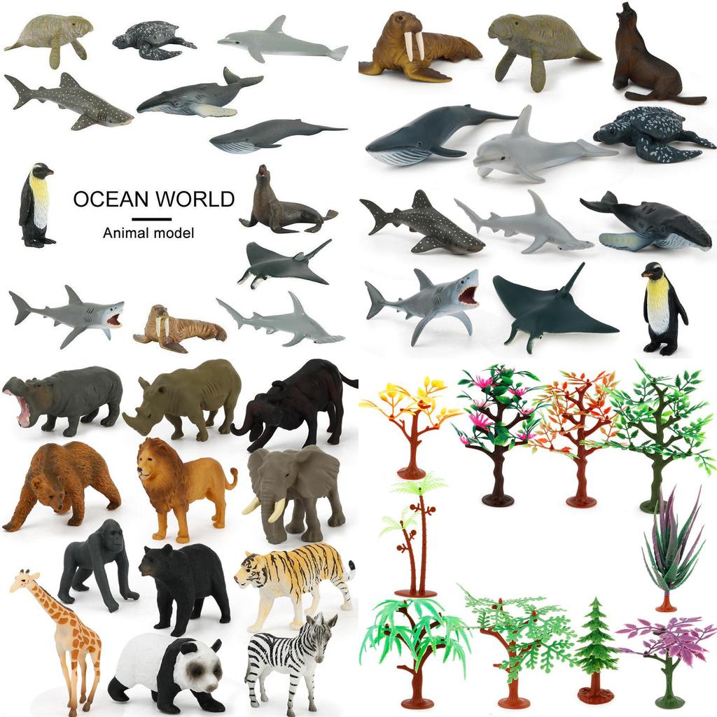 12pcs Kids Toys Small Plastic Figures Complete Sea Zoo Animal Safari Set For Learning Fun
