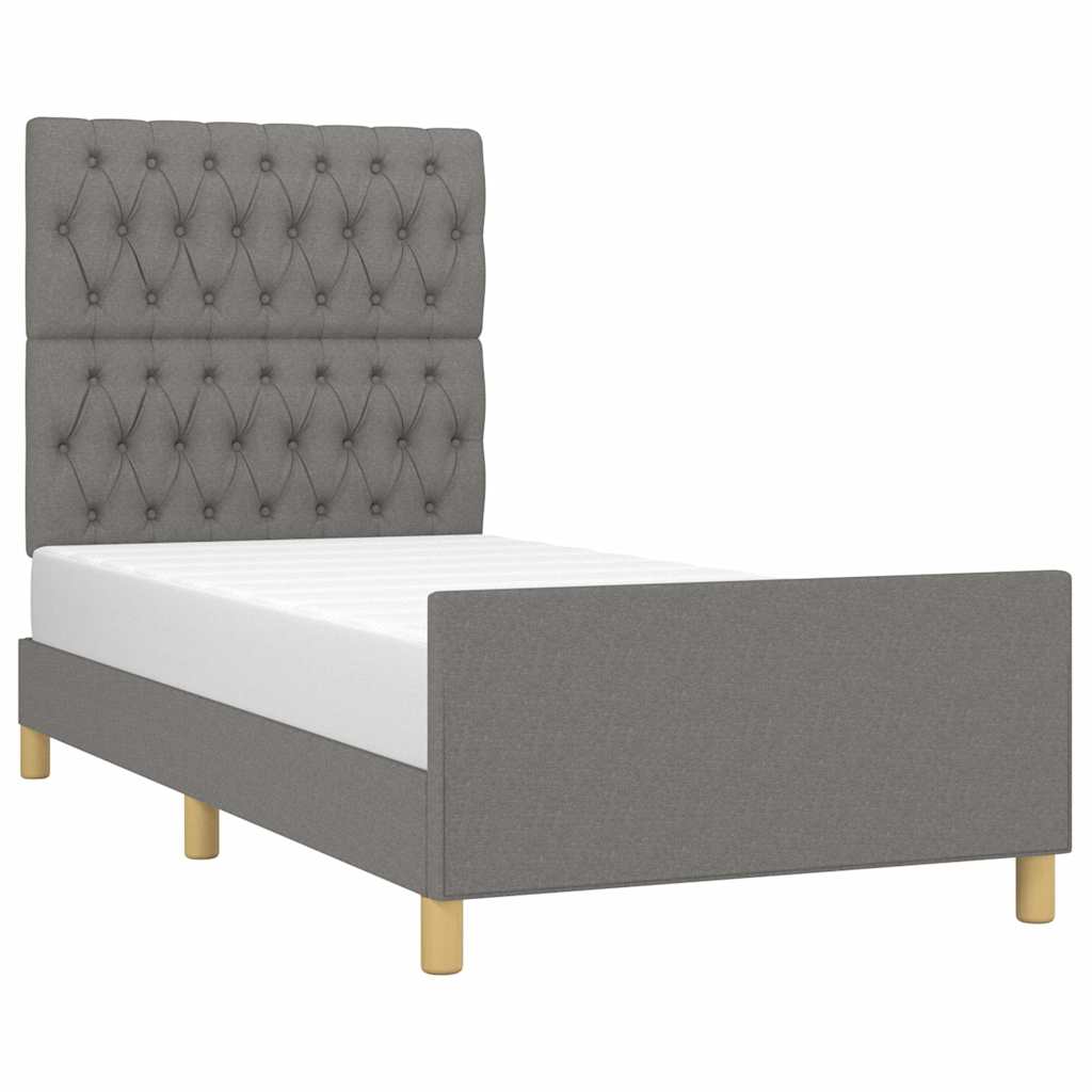 vidaXL Bed Frame Without Mattress Dark Grey 100x200 Cm Fabric