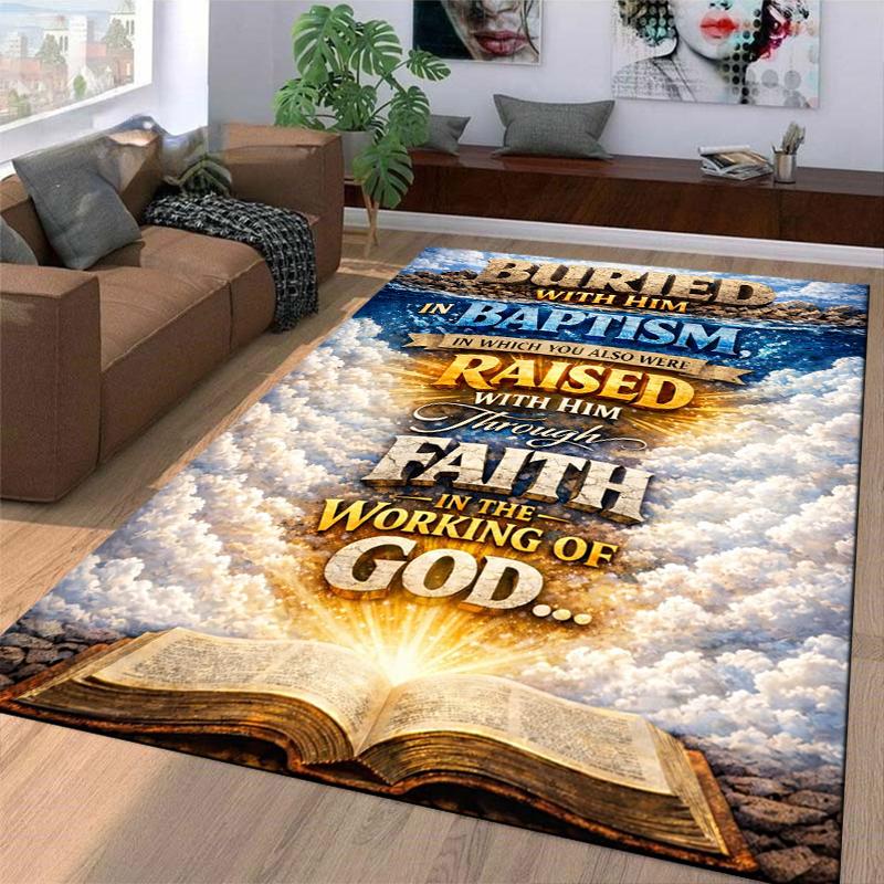 Buried In Baptism Faith Print Carpet Non-slip Rug Suitable for Living Room and Bedroom Sofas