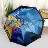 Colorful Web Outdoor Automatic Umbrella Sturdy 8-Rib Shaft Foldable Design Durable Everyday Carry Umbrella Vibrant Pattern Umbrella
