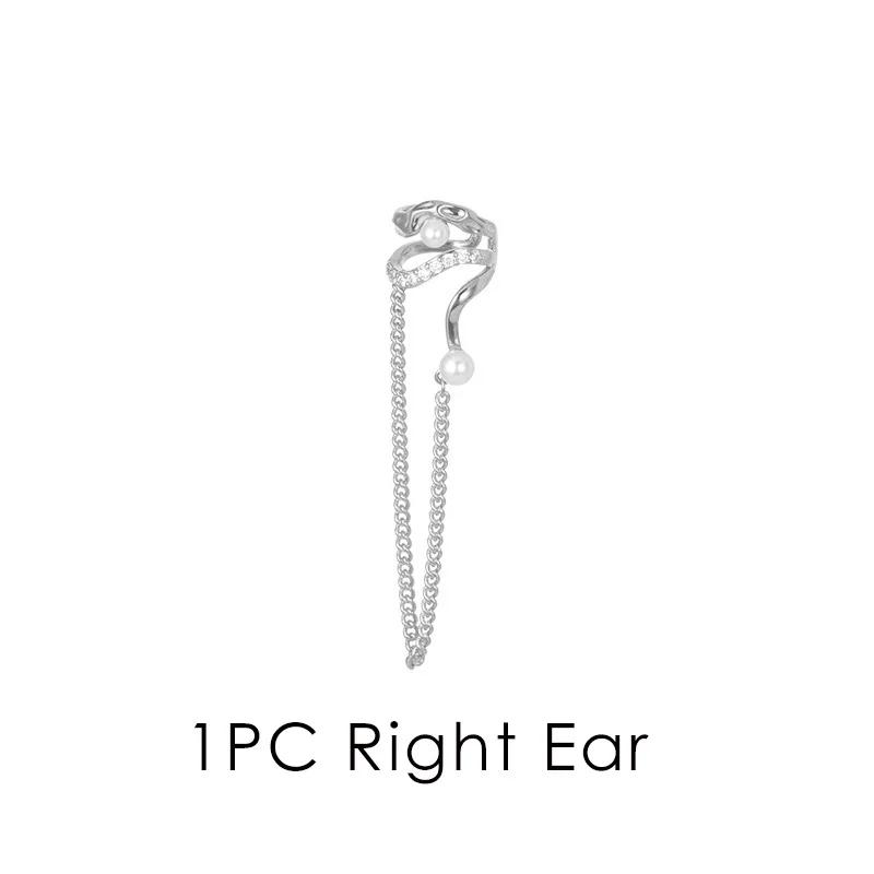 Long Chain Irregular Line Earclip Without Hole Earring for Women Simple Fake Piercing Earcuff Ear Accessories Zircon Party Gift