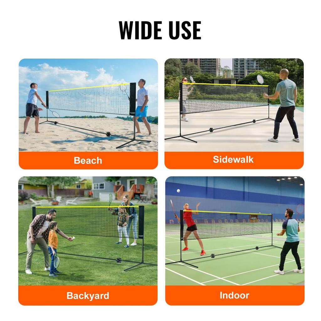 Badmintonnetz, höhenverstellbares Volleyballnetz, 3m breites faltbares Pickleball-Netz, tragbares einfach aufzubauendes Tennisnetz-Set mit Stangen, Ständer und Tragevorrichtung