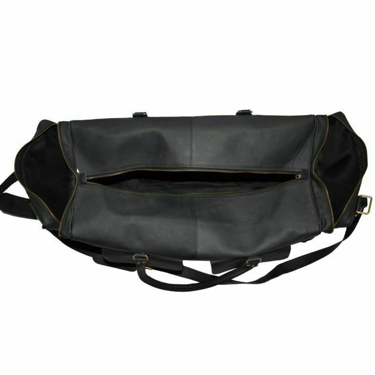 Leather Vintage Duffle Luggage Weekend Overnight Travel Bag New Men's Black