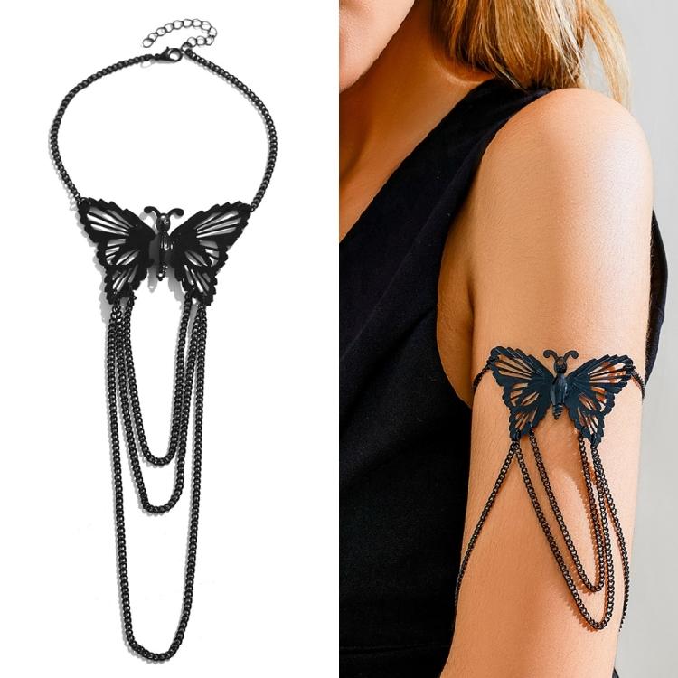 Elegant Butterfly Arm Bracelet Adjustable Open Arm Cuff Bangle Tassels Armband