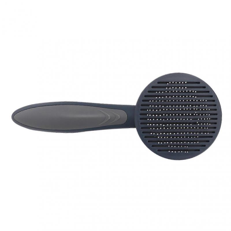 Pet Slicker Brush Ergonomic Antiskid Hair Shedding Self Cleaning Grooming Comb for Cat Grey