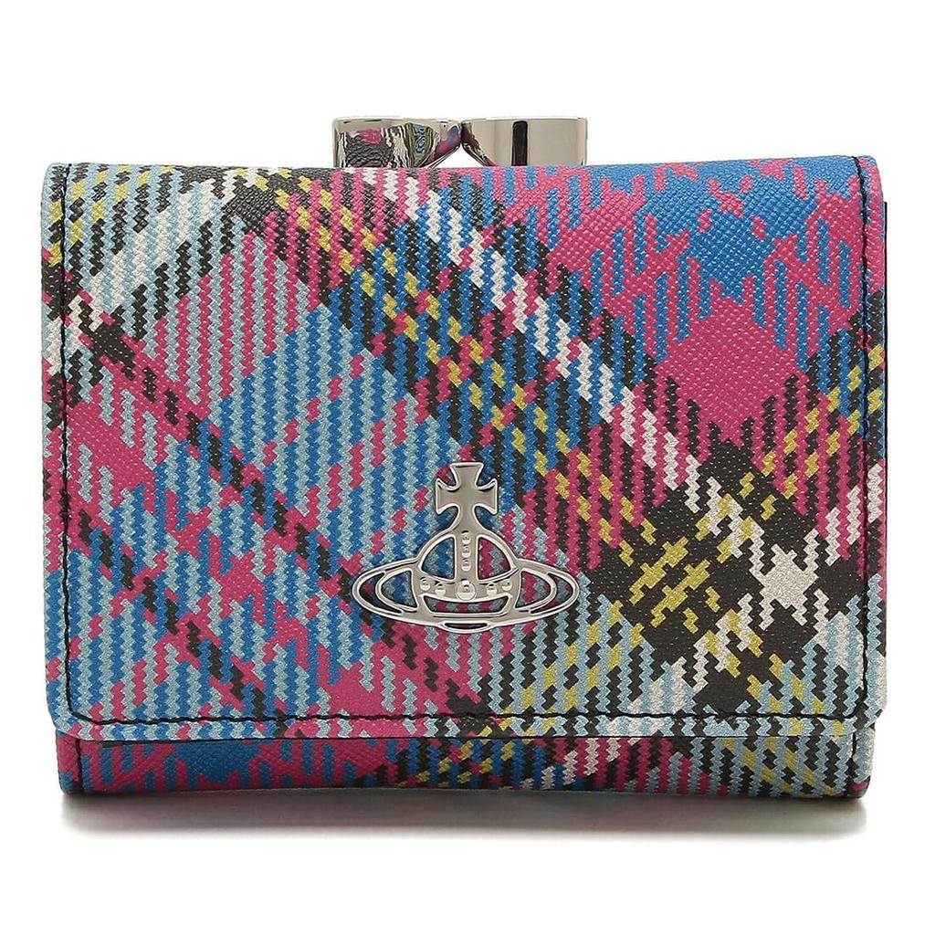 Trifold Wallet Bio Green Saffiano Clasp Blue Pink 51010018 S000V O102 [Vivienne Westwood] Women's [Item]